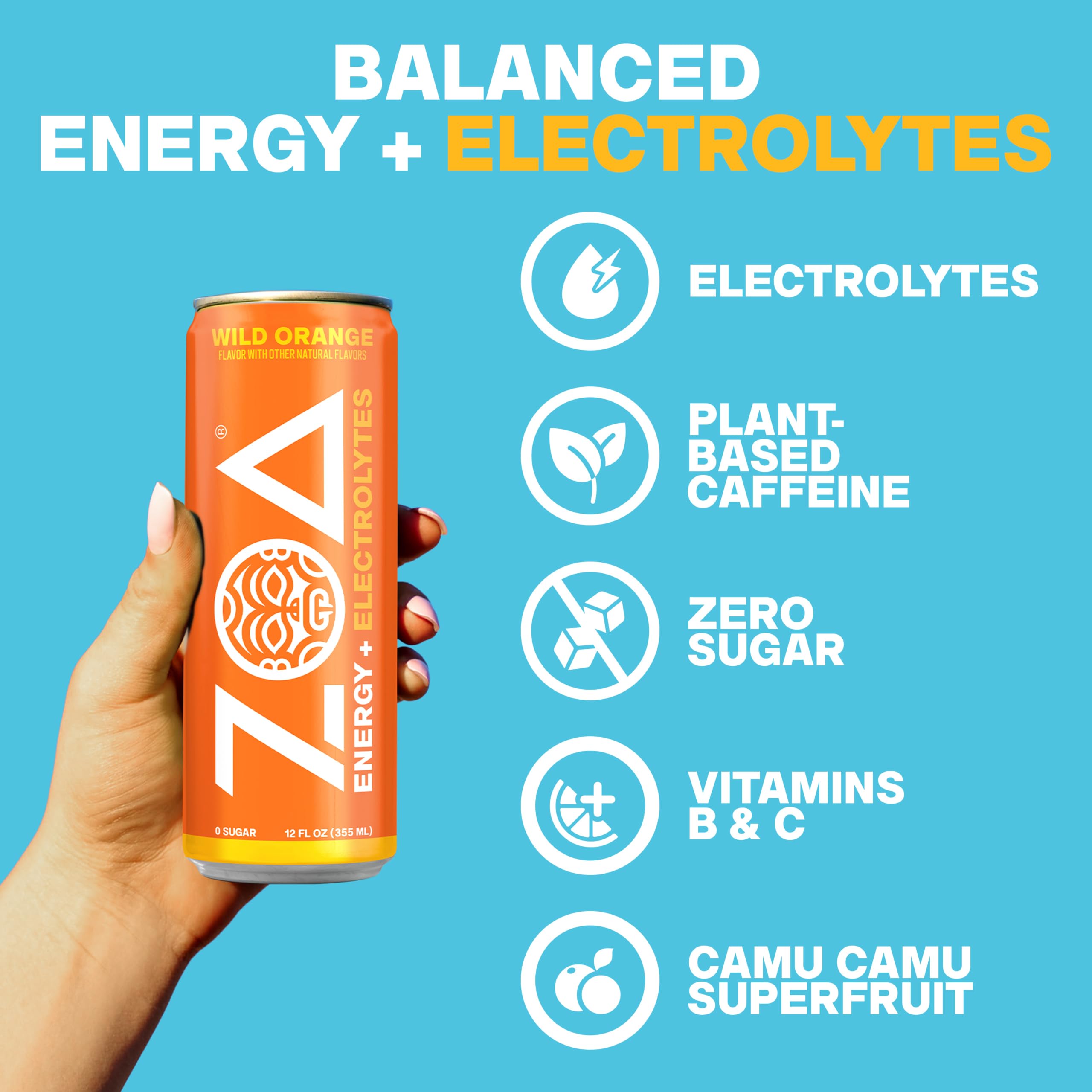 Amazon.com : ZOA Zero Sugar Energy Drink, Wild Orange, 12 Pack, 12